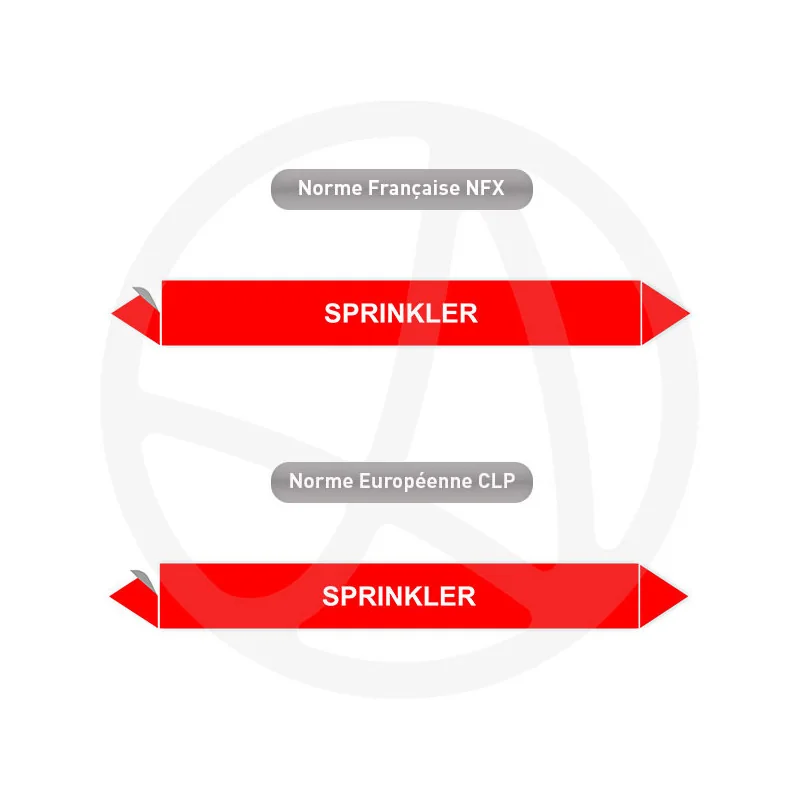 Repérage de tuyauterie Sprinkler incendie reperage marqueur tuyauterie vinyle