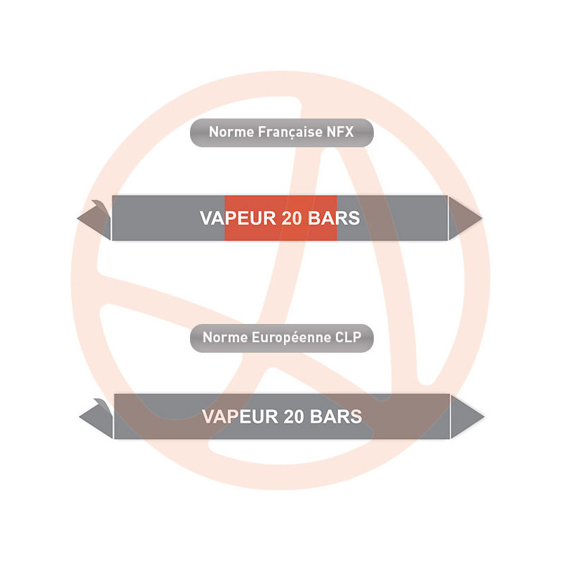 Repérage de tuyauterie Vapeur 20 bars reperage marqueur tuyauterie vinyle