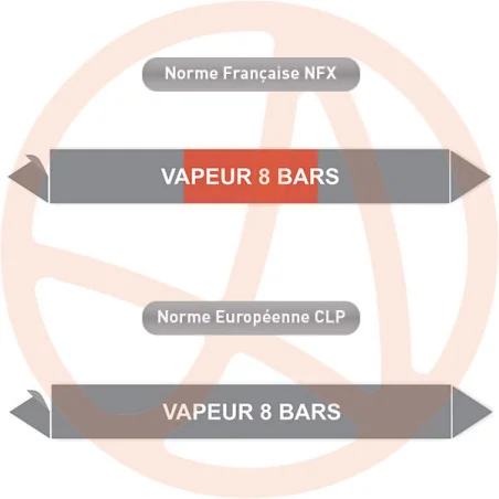 Repérage de tuyauterie Vapeur 8 bars reperage marqueur tuyauterie vinyle