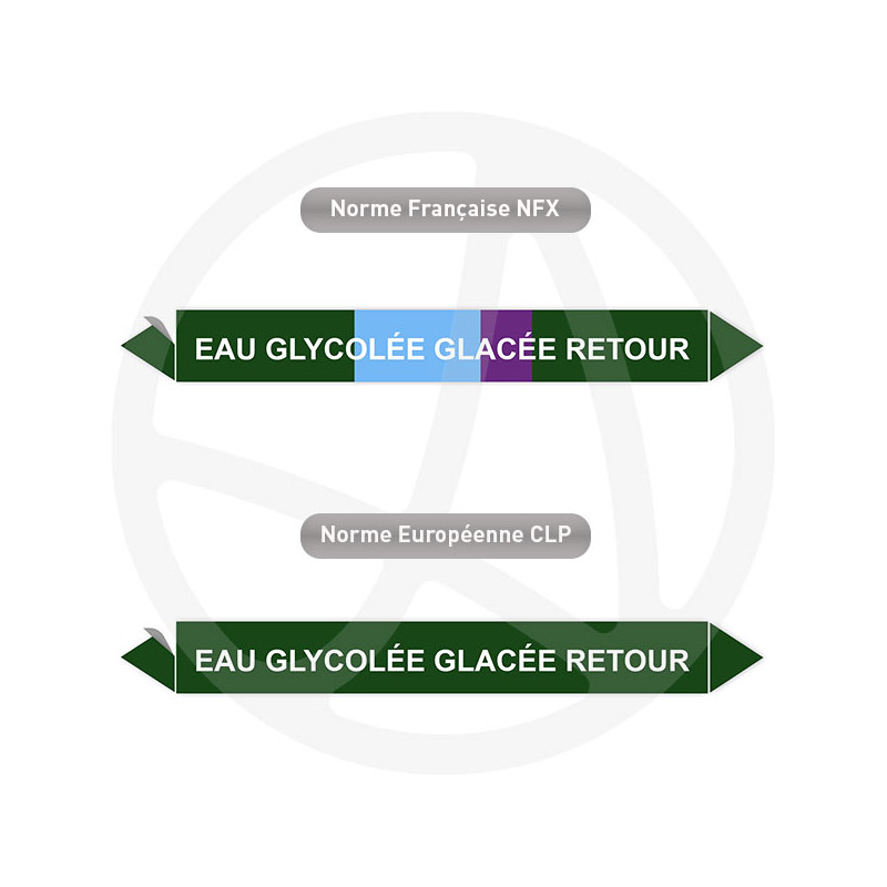 Repérage de tuyauterie Eau glycolée glacée retour reperage marqueur tuyauterie vinyle