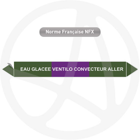 Repérage de tuyauterie Eau glacée ventilo convecteur aller reperage marqueur tuyauterie vinyle