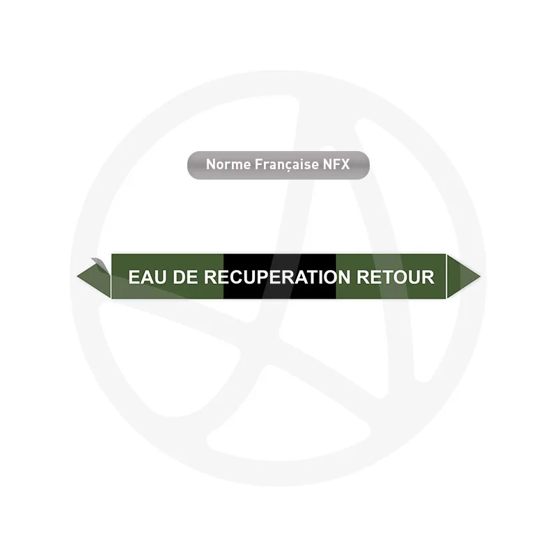 Repérage de tuyauterie Eau de récuperation retour reperage marqueur tuyauterie vinyle