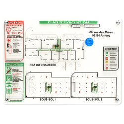 Sécurité incendie Plan d'évacuation sur Plexi