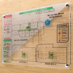 Plan d'évacuation sur Plexi