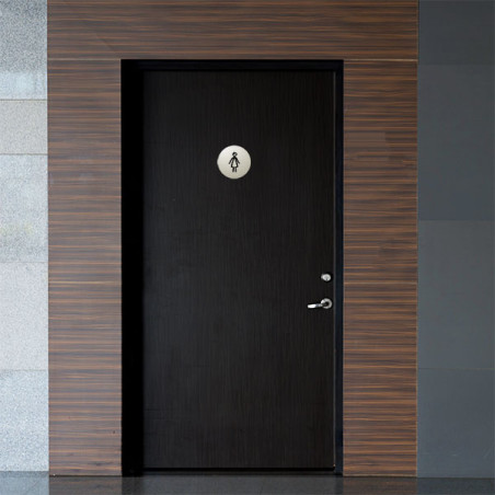 Plaque de porte aluminium brossé :  Toilettes femmes (typo marqueur)