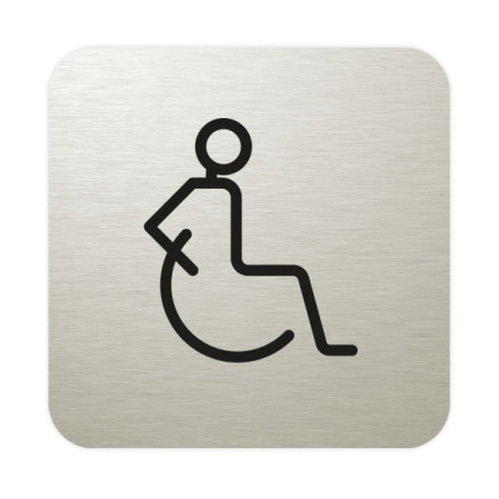 Plaque de porte aluminium brossé :  Toilettes accès fauteuil roulant PMR