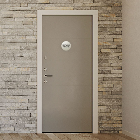 Plaque de porte aluminium brossé : Vestiaires hommes