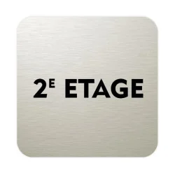 Plaque de porte aluminium brossé : 2ème étage