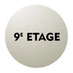 Plaque de porte aluminium brossé : 9ème étage