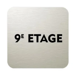 Plaque de porte aluminium brossé : 9ème étage