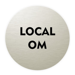 Plaque de porte aluminium brossé :  Local OM