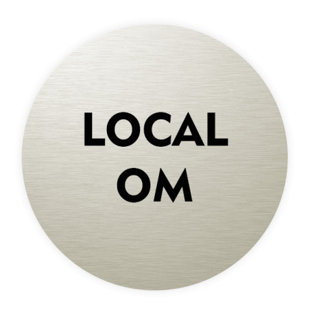 Plaque de porte aluminium brossé :  Local OM