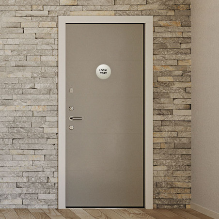 Plaque de porte aluminium brossé :  Local TGBT