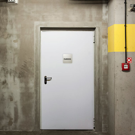 Plaque de porte aluminium brossé :  Parking
