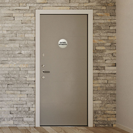 Plaque de porte aluminium brossé :  Entrée interdite