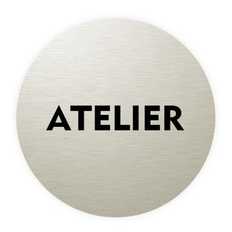Plaque de porte aluminium brossé :  Atelier