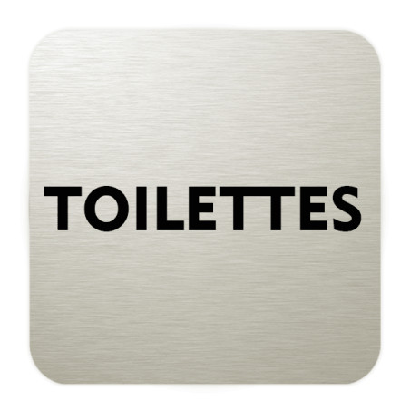 Plaque de porte aluminium brossé :  Toilettes