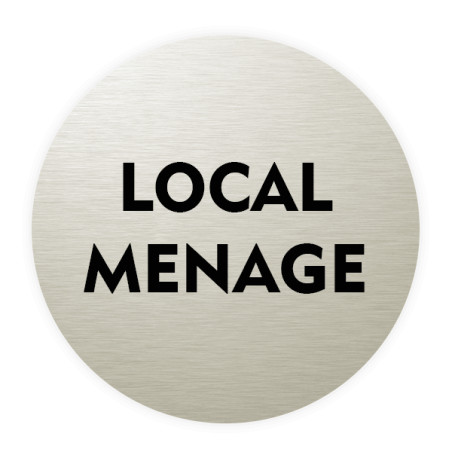 Plaque de porte aluminium brossé : Local Ménage