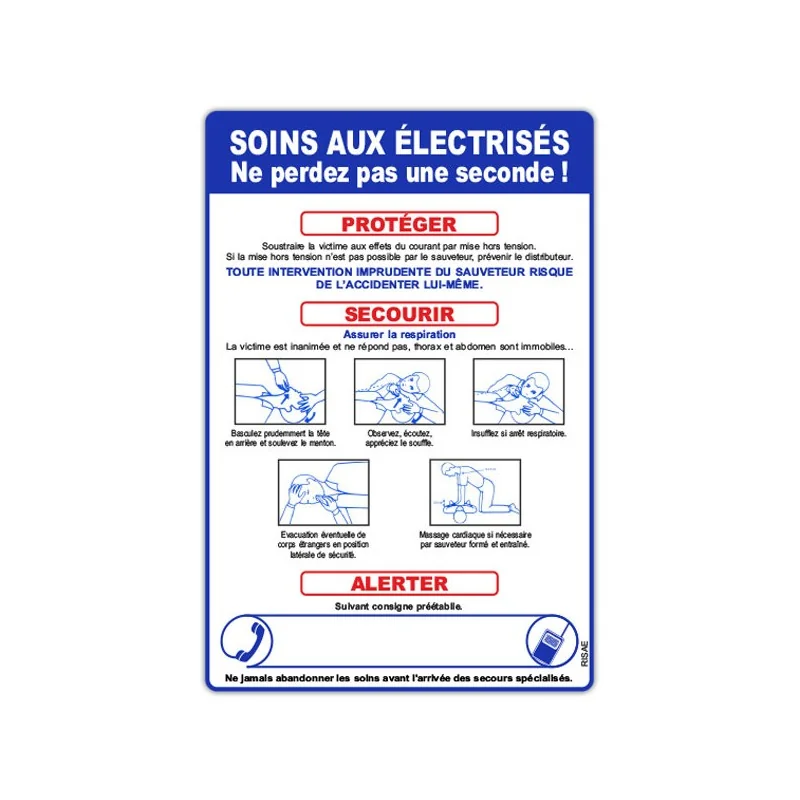 Panneau consigne Soins aux électrisés