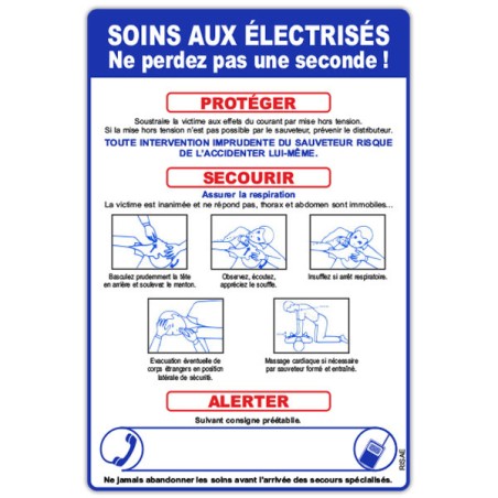 Panneau consigne  Soins aux électrisés