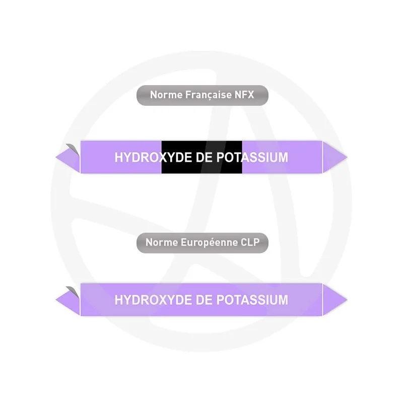 Repérage de tuyauterie hydroxyde de potassium reperage marqueur tuyauterie vinyle