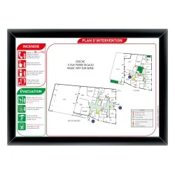 Sécurité incendie Plan d'intervention avec cadre noir