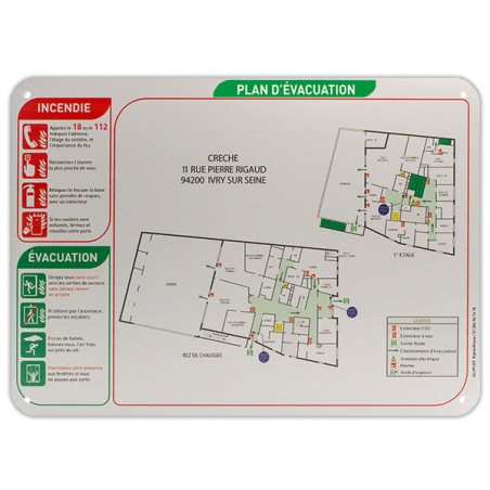 Sécurité incendie Plan d'évacuation sur Dibond