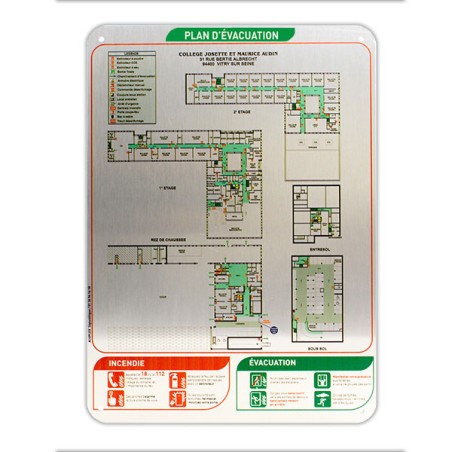 Sécurité incendie Plan d'évacuation sur Dibond