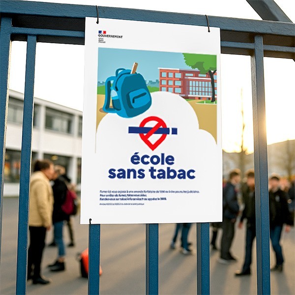 École sans tabac - panneau officiel extérieur, formats A5 à A3 et grand format