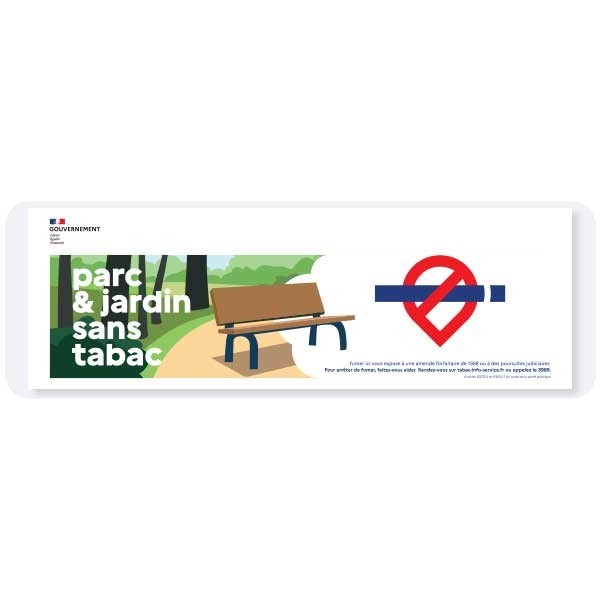 Parc et jardin sans tabac - panneau extérieur durable, A5 à A3, grand format