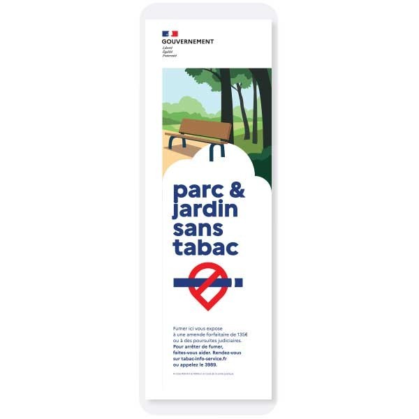 Parc et jardin sans tabac - panneau extérieur durable, A5 à A3, grand format
