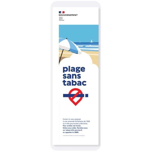 Plage sans tabac - panneau officiel extérieur, formats A5 à A3 et grand format