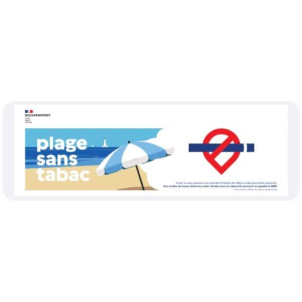 Plage sans tabac - panneau officiel extérieur, formats A5 à A3 et grand format
