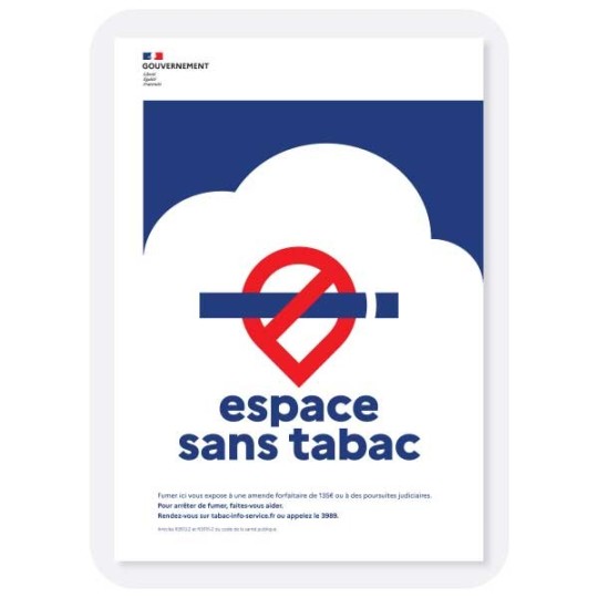 Espaces sans tabac - panneau officiel extérieur, formats A5 à A3 et grand format