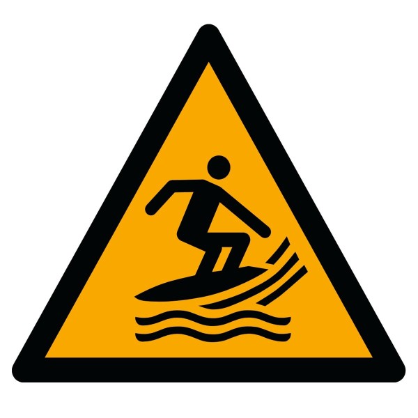 Zone de pratique du surf ISO 7010 – Panneau de danger aquatique