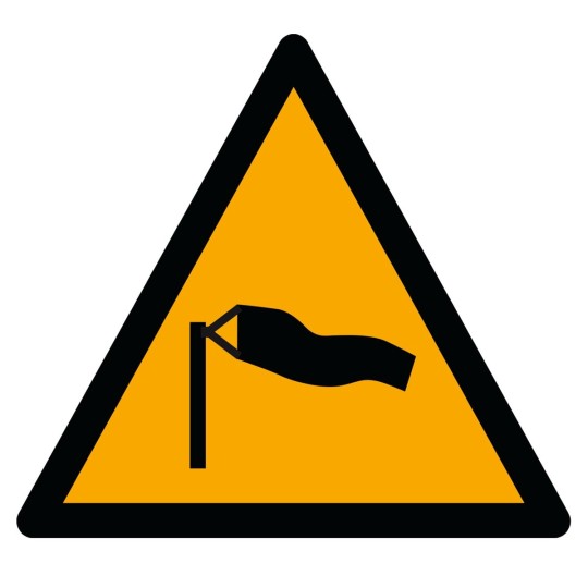Vents forts ISO 7010 – Panneau de danger météorologique