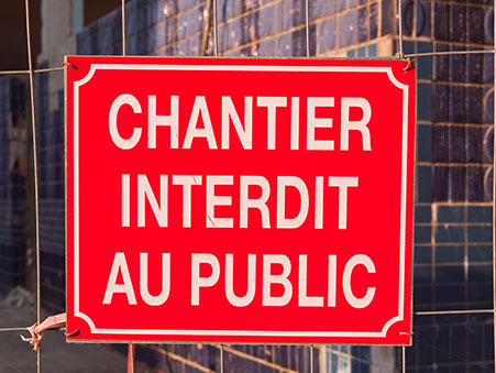 panneau chantier interdit au public