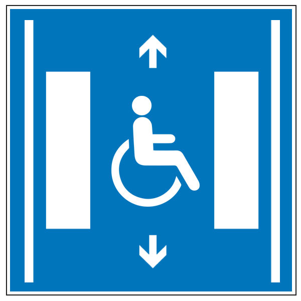 pictogramme d'ascenseur accessible aux personnes handicapées dans un ERP