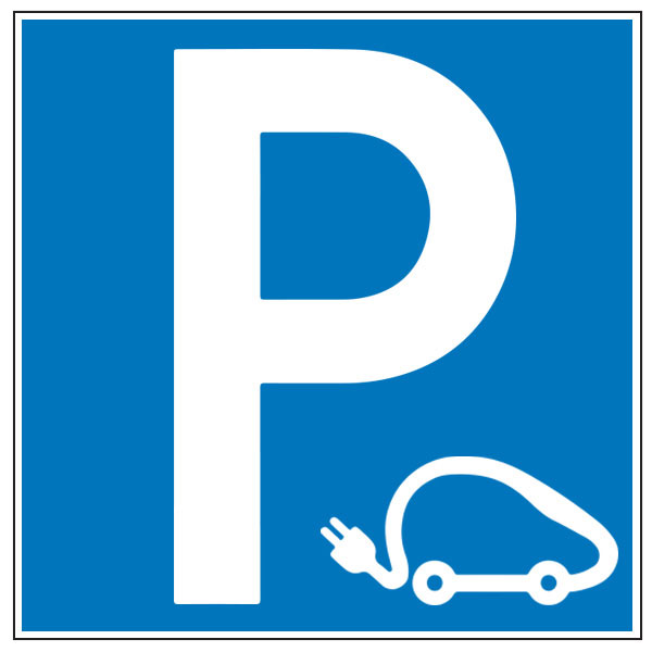 pictogramme de place de parking équipée d'une borne de recharge pour véhicule électrique