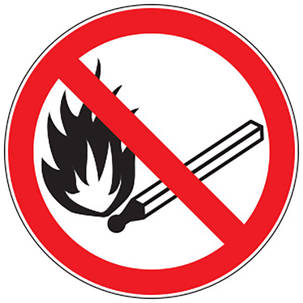 pictogramme ISO 7010 P003 flamme nue interdite