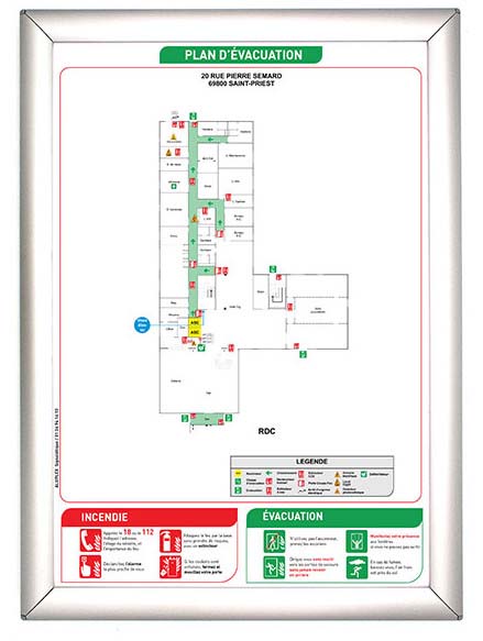 cadre clic clac signalétique de sécurité plan d'évacuation 