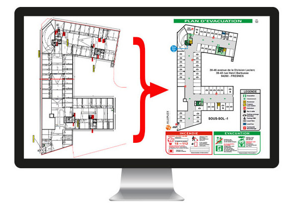 création de plan d'évacuation d'après plan d'architecte