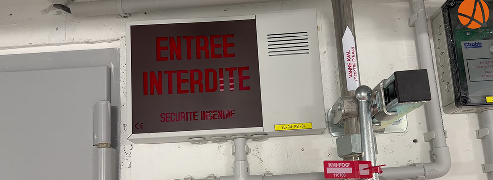 Repérage des vannes du réseau d'extinction et d'un organe de détection incendie en data center