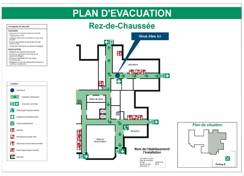 Plan D vacuation Incendie ERP Norme NF X 08 070 Fabrication Sur Mesure