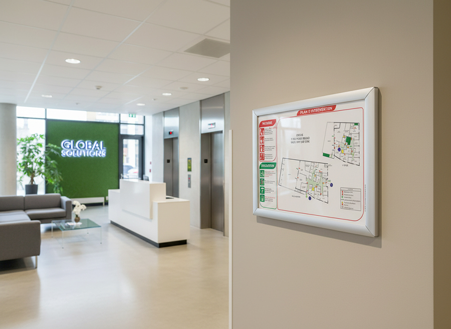 plan d'évacuation pour les premiers secours et accès des pompiers