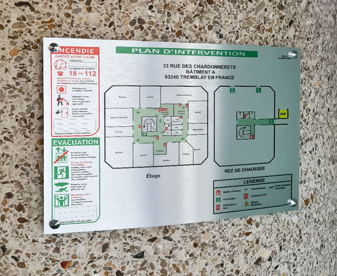 plan évacuation dibond extérieur