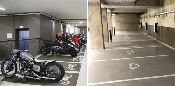 Pochoir pictogramme moto en Gravoply pour marquage au sol parking