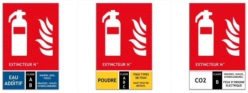 Consigne de sécurité extincteur classes A B C - signalétique conforme ISO 7010